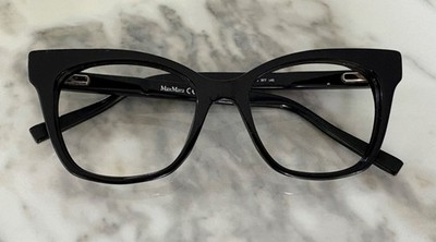 MaxMara Black Acetate Cat-Eye Frames Glasses with logo