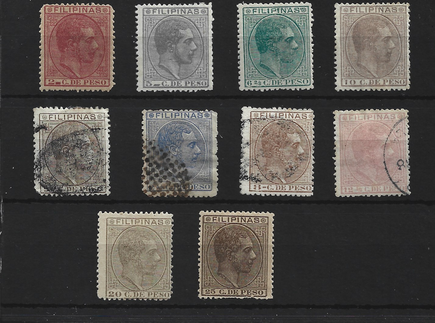 FILIPINAS 1880 Edifil 57/66* NUEVOS Y USADOS