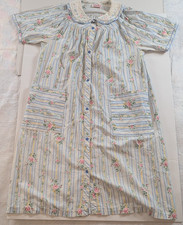 Smart Time Floral House Mumu Dress Medium Cottagecore Pink Blue USA Vtg 70s 80s
