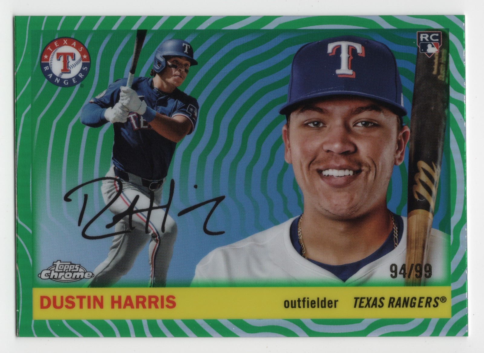 2025 Topps Chrome Platinum DUSTIN HARRIS #223 Green Vibrations Refractor RC /99