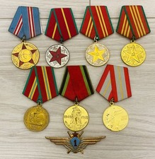 USSR Soviet Military Medals Set of 8 Medals With Ribbons
