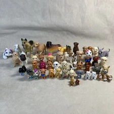 48 Pcs Mini Dog Figurines Toys Cake Topper. Various Brands. PVC and some velvet.