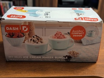 Dash My Mug Ice Cream Maker Bundle - Aqua - Includes 2 Pint Bowls - NEW Open Box