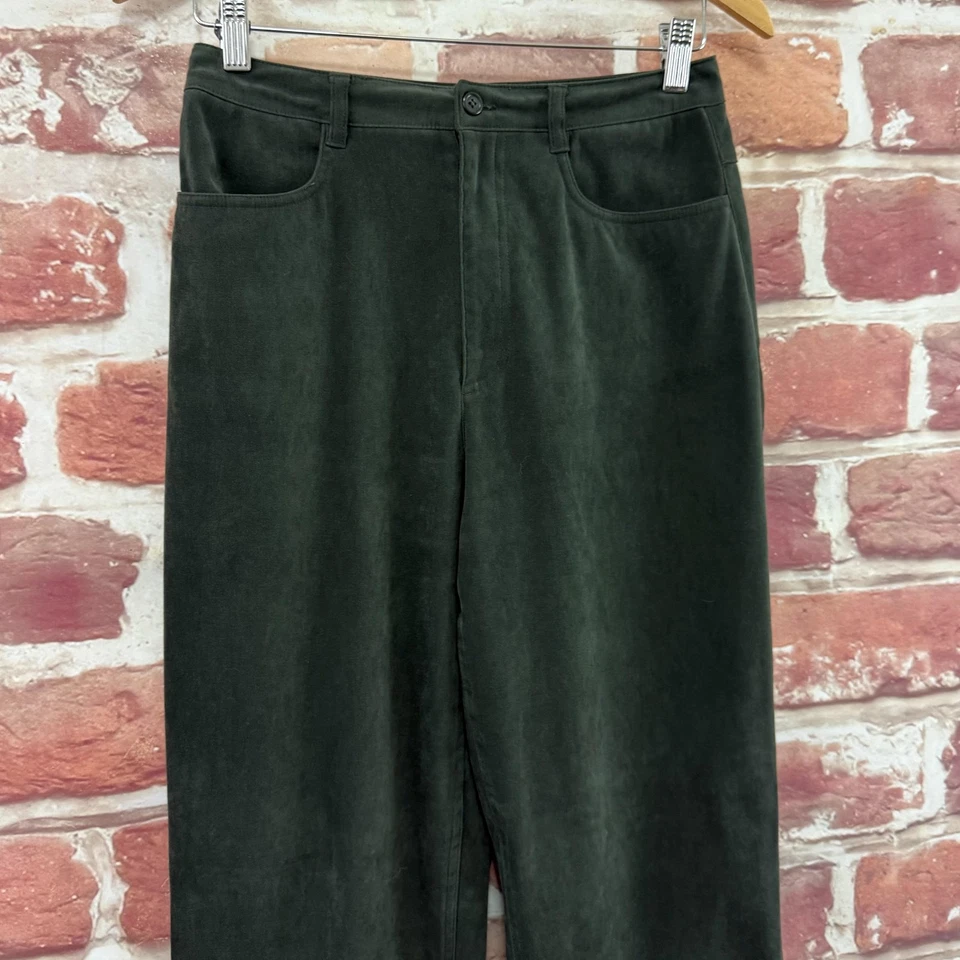 Vintage Talbots Womens Pants 6 Green Faux Suede Straight Leg Stretchy Trousers - Image 3 of 4