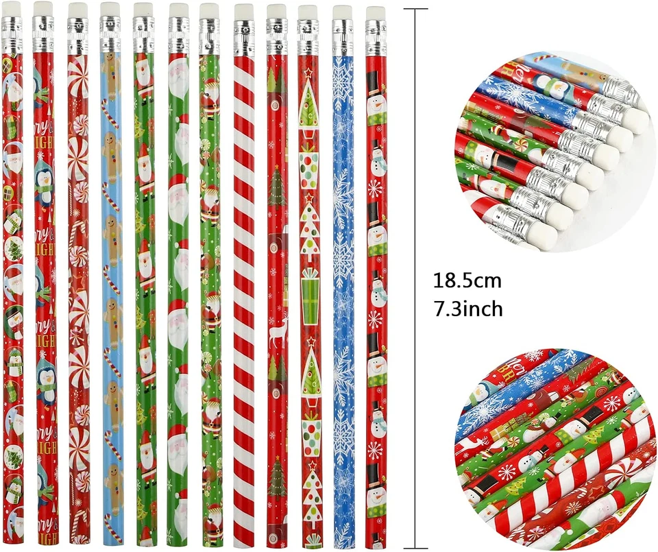 Christmas Pencils for Kids with Erasers for Christmas Party Favors Goodie Bags S - Image 2 of 4