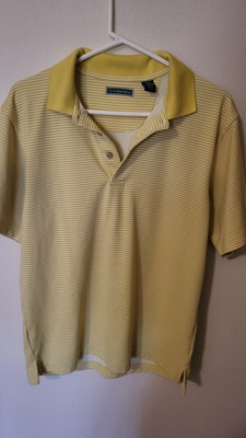 Cubavera Sz M polo gold  stripe S Sleeve golf party dinners stretch 29 L 22 Acro