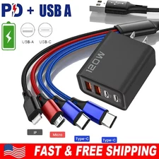 120W Type C USB Phone Charger &4FT Cable For iPhone 17 Pro Max 16 15 14 13 12 XS