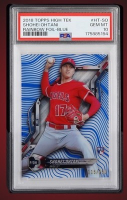 2018 Topps High Tek Shohei Ohtani Blue Rainbow Foil Rookie RC /150 PSA 10