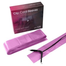 125PCS Clip Cord Sleeves,Disposable Hygiene Covers for Pink