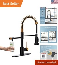 Luxury Black  Gold Drinking Water Faucet with Easy Install  Flexible Hose