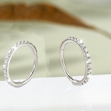 2PCS Hoop Earrings 0.1CT Round Cut Zircon 316L Stainless Steel Cartilage Earring