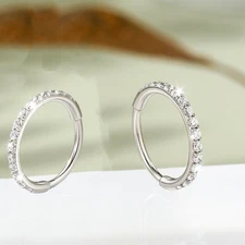 2PCS Hoop Earrings 0.1CT Round Cut Zircon 316L Stainless Steel Cartilage Earring