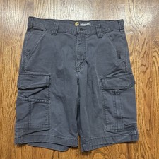 Carhartt Cargo Shorts Mens 32 Gray Relaxed Fit Canvas Stretch Workwear Casual