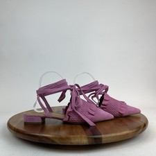 New Tory Burch Angelica 20mm Magnolia Pink Suede Ankle Wrap Mules Flats Size 7 M