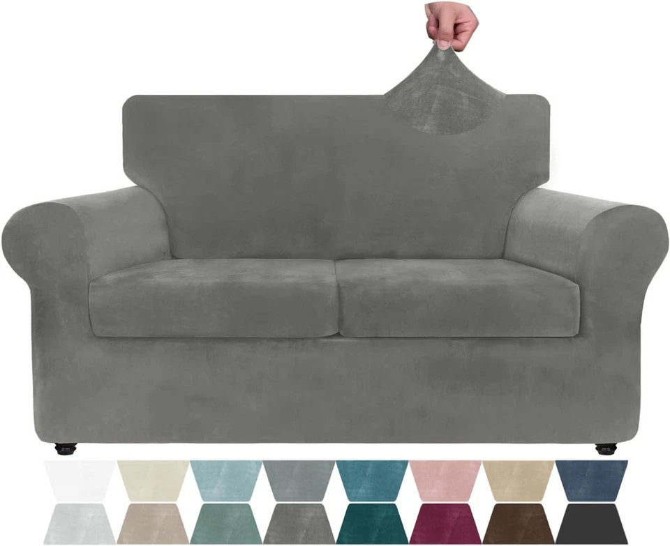 Fundas gruesas de terciopelo suave con correa antideslizante - Elegante protección gris Foto 3 de 4