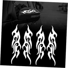 4 Pcs 19cm Flame Reflective Sticker for Car Flame Racing Sports Stripe White