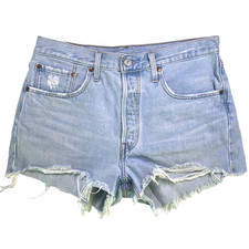 Levis 501 Shorts W32 High Waisted Denim 90s Style Cutoff Jorts Festival Cowgirl