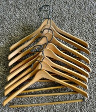 Lot 8 Vintage Branded Wooden Hangers with Trouser Bar Wishbone John Thomas Batts