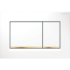 Geberit 115.883.KK.1 Sigma30 Dual-Flush Plate: White w/Polished Gold Accent