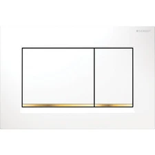 Geberit 115.883.KK.1 Sigma30 Dual-Flush Plate: White w/Polished Gold Accent