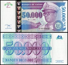 ​Zaire 50000 Nouveaux Zaires, 1996, P-75a.1, UNC