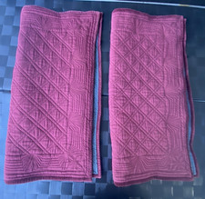 VTG Ralph Lauren Village Mews Quilted Euro Shams Burgundy w/Blue Print Backing