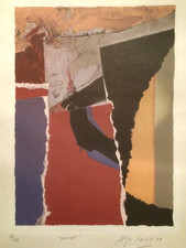 LITHOGRAPHIE SIGNÉE Jacques FADAT Composition Abstraite « Pompéi » 28/175 - 1999