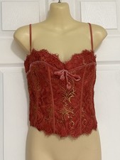 Y2K Bebe Pink and Gold Lace- Trimmed Bustier Corset Top Size M