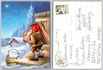 Continental Winter Gnome Cabin Postcard