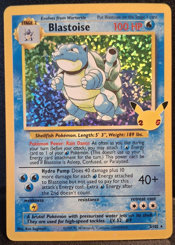 Blastoise Holo Celebrations: Classic Collection 2/102 NM