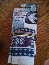 Smartwool socks women Medium Med M merino wool Snowflake Blue ❄️ Crew Full Cshn