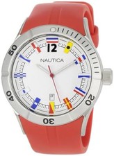 Orologio Nautica Uomo N13526G NSR Data Bandiera Sportivo Cinturino Resina Rosso