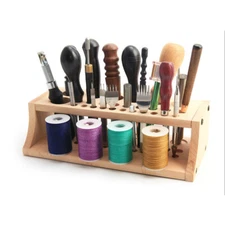 Wooden Stand Holding Organiser for Leather Craft Punch Tool Spool Holder DIY