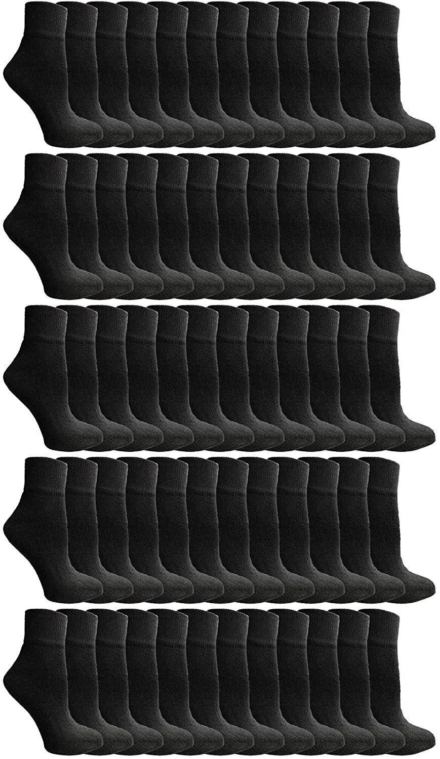 120 PK of Men's Premium Cotton Quarter Ankle Sport Socks Size 10-13 Solid Black