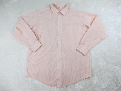 Brooks Brothers Shirt Mens Large Orange Striped Button Up Long Sleeve Casual* - Picture 1 of 9