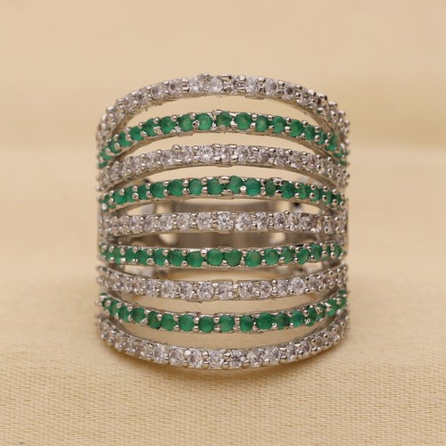 Umwerfend Cubic Zirkonia Nine Line Riesiges Hochzeit Damen Ring Variant Color - Bild 99 von 129