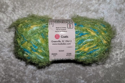 Moda Dea Cheri Yarn Lot of 6 Green Skeins # 9625 Lime Green, Yellow & Blue - Picture 3 of 3