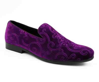 Amali Men\'s Pink Jano Paisley Embossed Velvet Loafers Trim Slip On Tuxedo Shoes Pink Velvet Loafers ​| Antonio by Amali | Just Men`s Shoes  main image 4