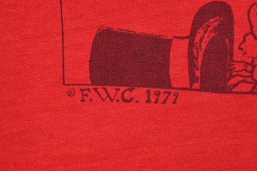 vtg 70s FLOATING WORLD CIRCUS BUNNY MAGICIAN CLOWN RED COTTON t-shirt SMALL S - Picture 3 of 5