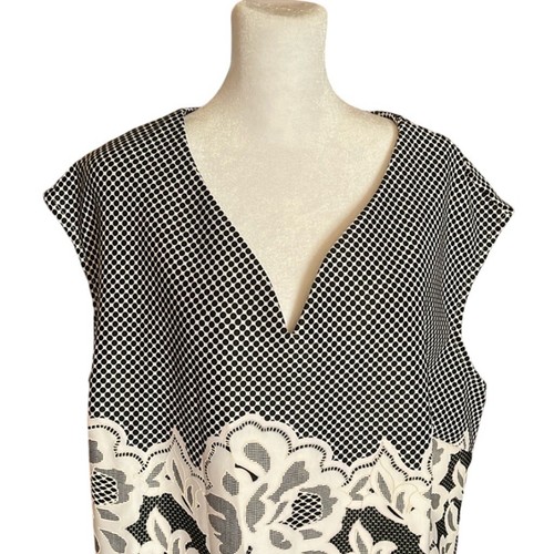 ECI NWT Black/Ivory Sheath Lace Print Women's Dress Plus Size 18W - Picture 5 of 14