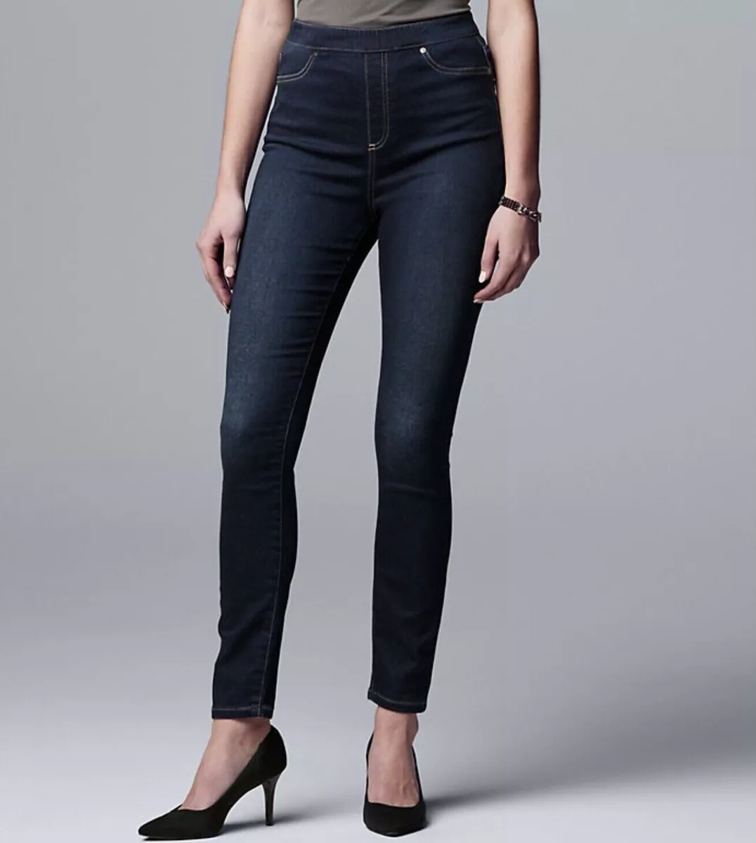 SIMPLY VERA WANG MID RISE DENIM LEGGING Shaping Panel Women Small