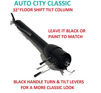 32'' Steering Column Street Hot Rod Tilt Floor Shift Chevy GM Black