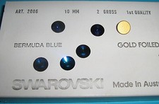 20 Swarovski 2006 Rivoli Flatbacks Rhinestones Gold Foiled 10mm Bermuda Blue