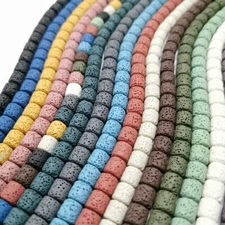 8 10 15mm Color Volcanic Lava Stone Round Tube Loose Bead for Jewelry Making DIY