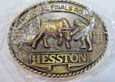 National Finals Rodeo Hesston 1981 Adult Cowboy Buckle New in Plastic, Vintage