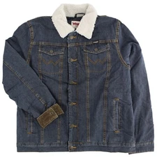 Wrangler Men's Denim Jacket Rugged Wear Sawtooth Stone Washed, Sherpa Lined