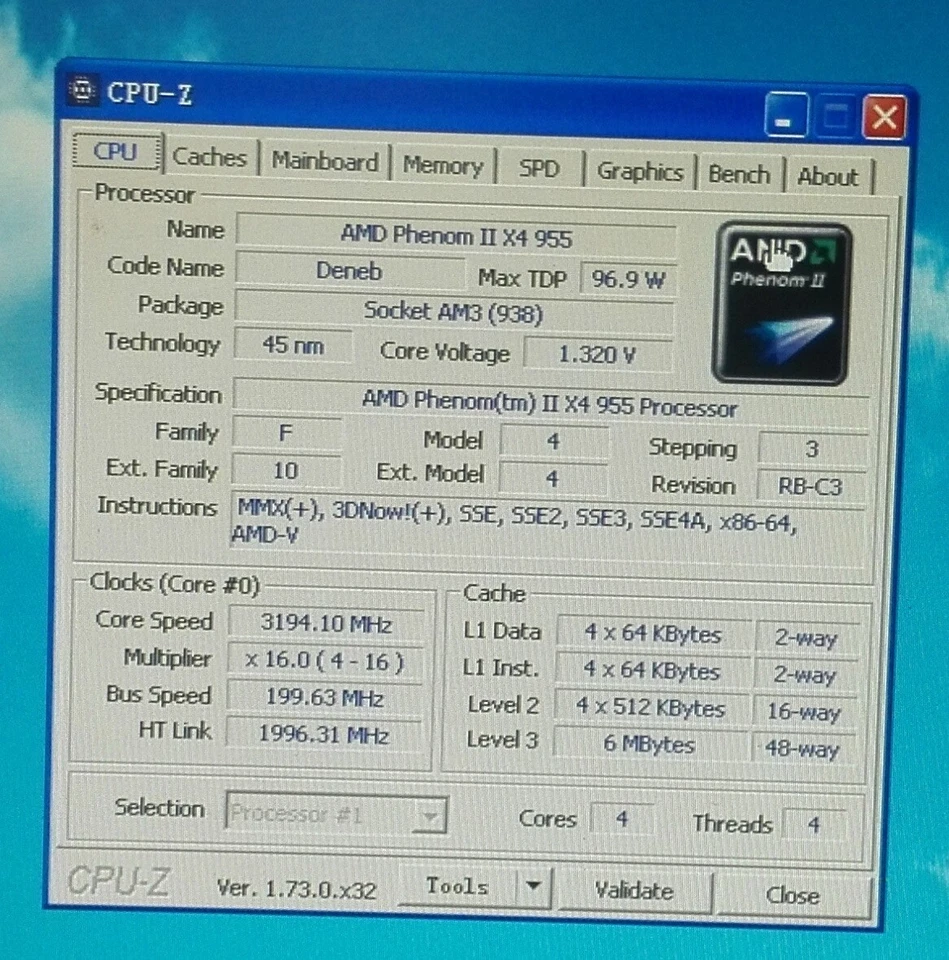 AMD Phenom II X4 970 965 960T 955 945 925 B97AM3 Quad-core Desktop Processor - Image 4 of 4
