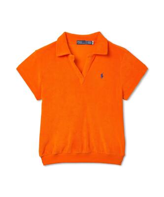 Tシャツ・カットソー POLO RALPH LAUREN W Shrunken Fit Terry Polo Shirt Orange Genuine Polo Ralph Lauren Womens Shrunken Fit Terry Polo