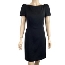 Robert Rodriguez Black Dress Size 6 With Lace Back & Bow Details Short Sleeves
