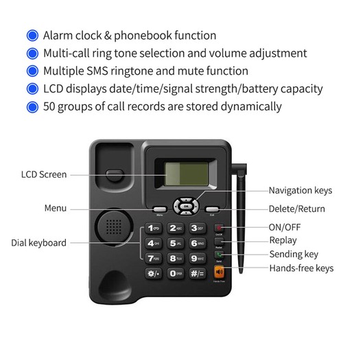 Bisofice Bezprzewodowy telefon stacjonarny GSM Telefon bezprzewodowy do hotelu House Home Z6C1 - Zdjęcie 7 z 12